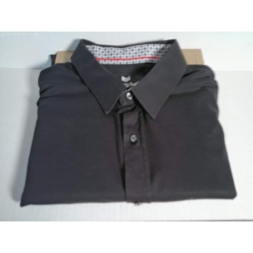 Buttercloth Mens 2XL Regular Fit Long Sleeve Button Shirt Black Geometric MC0019